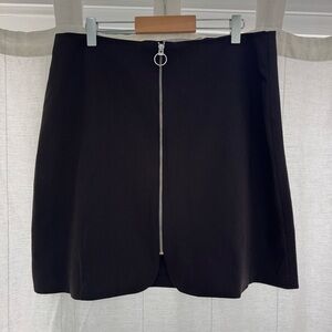 ASOS TALL A Line Mini Skirt with Circle Zip Pull in Black, size US 12